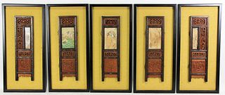 SET OF FIVE 19th CENTURY CHINESE TABLE SCREENS