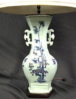 19th C. CHINESE CELEDON VASE NOW A LAMP