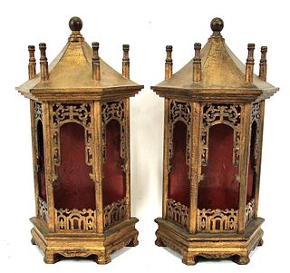 PAIR OF SCONCES IN THE FORM OF CHINESE PAGODAS