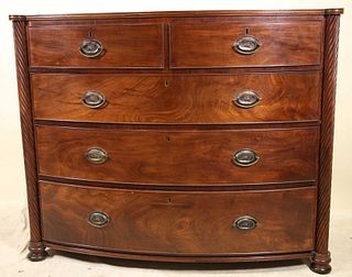 ANTIQUE GEORGIAN BOWFRONT FIVE DRAWER CHEST