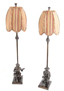 PAIR OF MONKEY LAMPS WITH UNIQUE SHADES