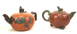TWO ANTIQUE CHINESE TEAPOTS