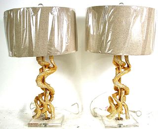 PAIR OF TWISTED VINES TABLE LAMPS
