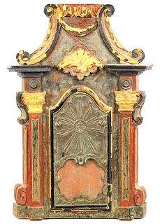 18th/19th CENTURY CARVED & PAINTED RELIQUARY