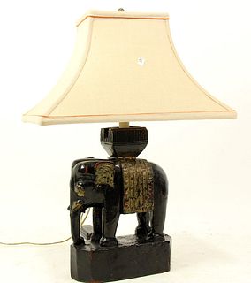 CARVED ELEPHANT TABLE LAMP