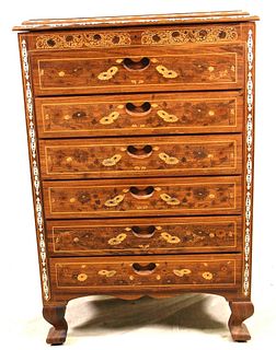 ANTIQUE INLAID CHIFFONIER CHEST WITH SIX DRAWERS