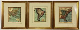 THREE FRAMED & MATTED GICLEE MAPS