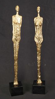 PAIR OF CONTEMPORARY GILDED METAL SCULPTURES