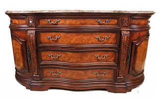 SERPENTINE FRONT MARBLE TOP SIDEBOARD