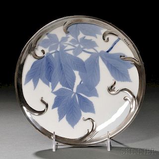 Royal Copenhagen Sterling Silver-mounted Porcelain Chestnut Dish
