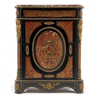 French Boulle Marble Top Cabinet 