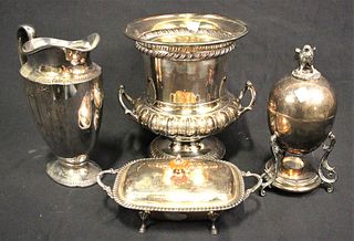 MIXED LOT OF FOUR SILVER PLATED SERVING PIECES