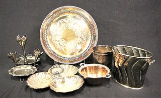 MIXED LOT OF SIX SILVER PLATED SERVING PIECES