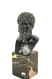 BRONZE BUST SCULPTURE ON MARBLE BASE