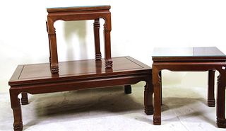 SET OF THREE ROSEWOOD TABLES