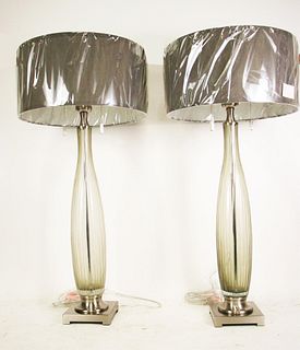 PAIR OF CONTEMPORARY BLOWN GLASS LAMPS