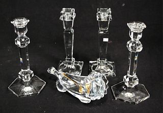 MIXED LOT OF SIX GLASS DECORATIVE PIECES