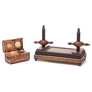 Antique Letterpress & Carved Inkwell 