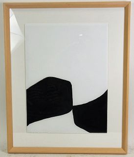 FRAMED SHADOW SHAPE WATERCOLOR ON PAPER PAINTING