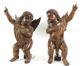 PAIR OF CIRCA 1780-1800 SPANISH COLONIAL ANGELS