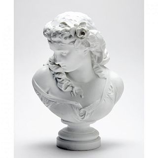 after Albert Carrier Belleuse (French 1824-1887), A Bisque Porcelain Bust 