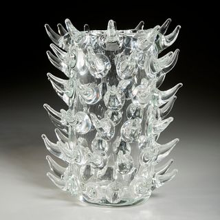 Luigi Camozzo, large spiked Murano glass vase