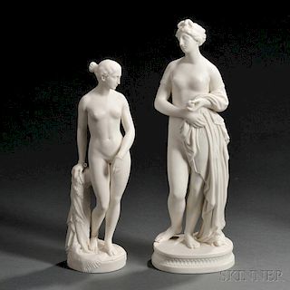 Two Parian Figures of Classical Maidens
