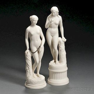 Two Parian Figures of Classical Maidens