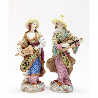 A Pair of Meissen Malabar Musician Figurines 