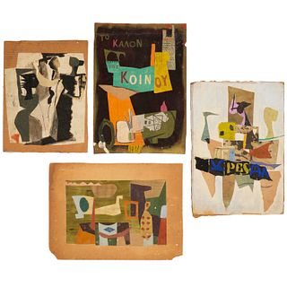 Jean Varda, (4) mixed media collages