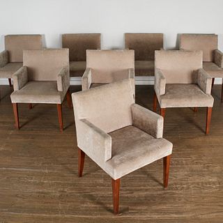 Set (8) custom designer velvet armchairs