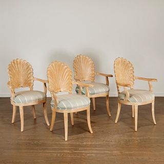 Set (4) Venetian Grotto style shell-back armchairs