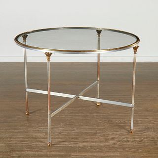 Maison Jansen style steel and brass dining table
