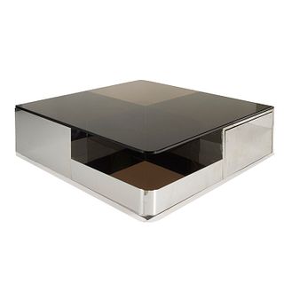 Massive and chic chromed coffee table