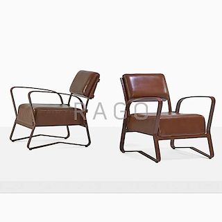 JACQUES ADNET Pair of lounge chairs