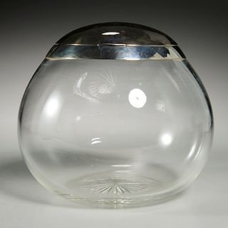George V silver and glass jar, early Modernism