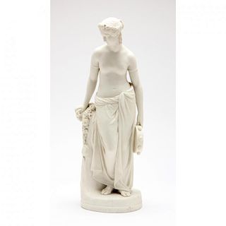 after William Calder Marshall (English 1813-1894), A Biscuit Porcelain Statue of Flora 