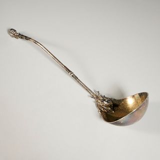 Large Gorham 'Saxon Stag' silver soup ladle
