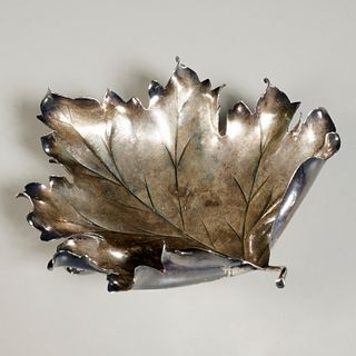 Buccellati sterling silver leaf dish
