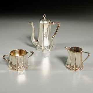 Continental Art Nouveau silver chocolate set