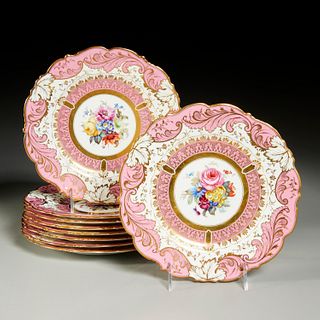 Set Cauldon hand painted and gilt porcelain plates