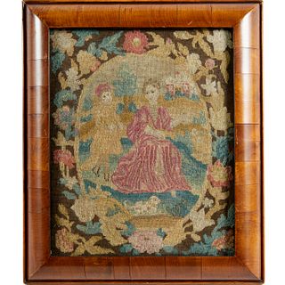 Antique Queen Anne style needlework picture