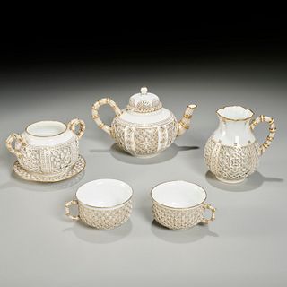 Rare Sevres (6) piece reticulated tea set