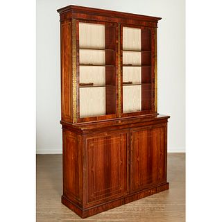 Regency brass inlaid rosewood bookcase cabinet