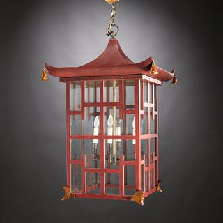 Large Chinoiserie lacquered pagoda-form lantern
