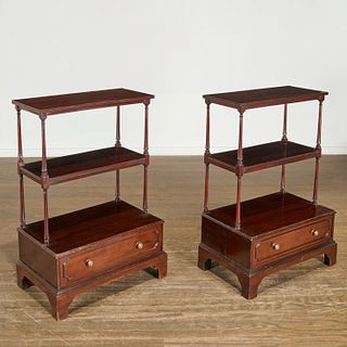 Pair antique Regency style tiered side tables