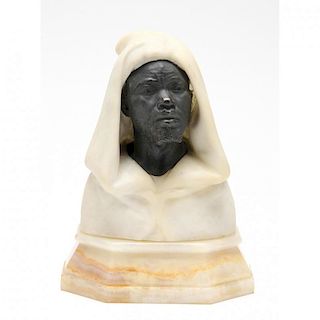 Antique Bronze & Marble Bust of a Moor 