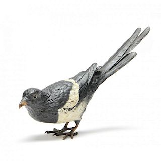 A Large Bergman Cold-Painted Bronze Model of a Magpie 