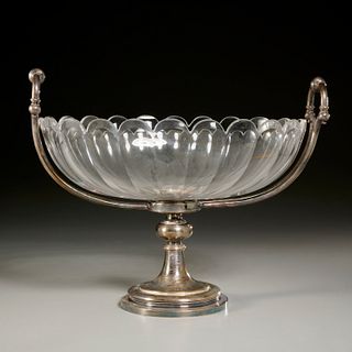 Baccarat silver plate and crystal center bowl