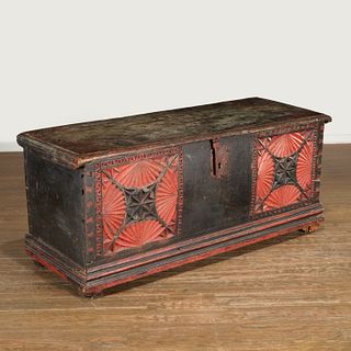 Antique chip carved and painted dower chest